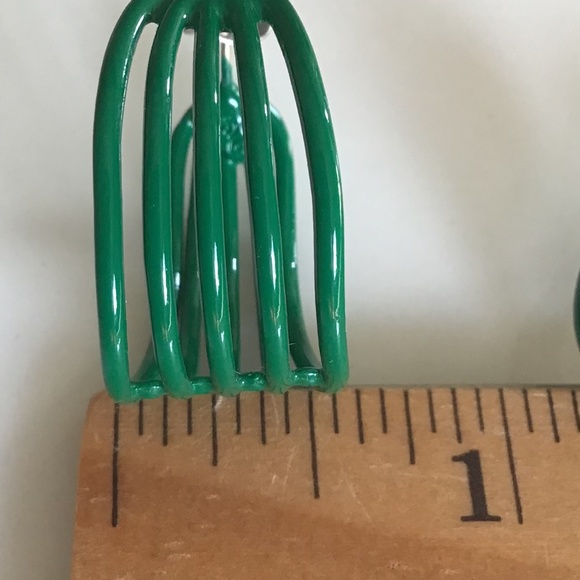 Vintage 1980s Hoop Earrings Pierced Green Retro Disco - Picture 11 of 16
